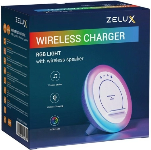Zelux 3‑in‑1 wireless charger, speaker, and RGB lighting