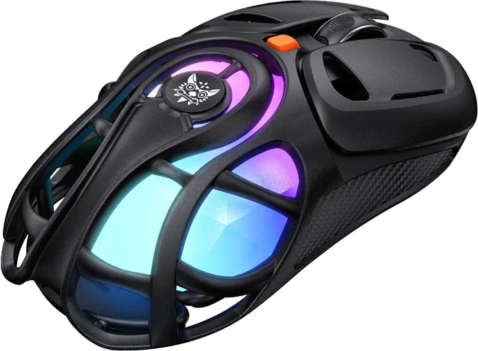 ONIKUMA gaming mouse with open design and RGB, tri‑mode