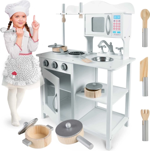 Wooden kids' play kitchen 60 × 30 × 85 cm white RICOKIDS