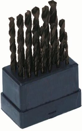 HSS metal drill bit set 1.0–10.0 mm with TiN coating, 19 pieces