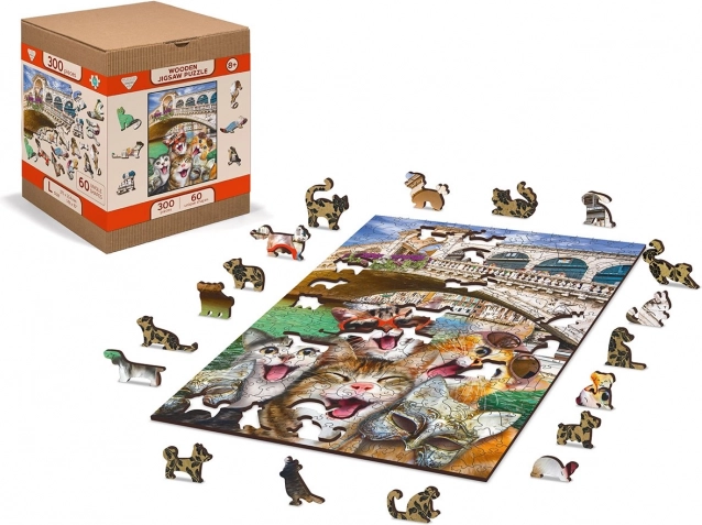 Wooden Puzzle Kittens in Venice 2 in 1