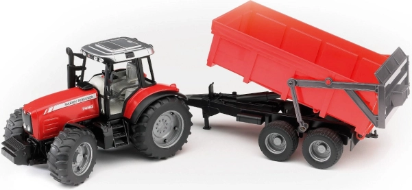 Bruder traktorius MASSEY FERGUSON su išverčiamu priekaba, raudonas