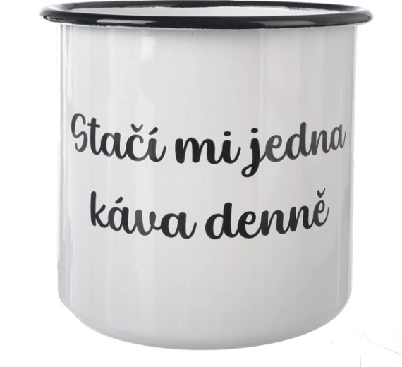 Emaliuotas puodelis „Viena kava“ 1 l, baltas