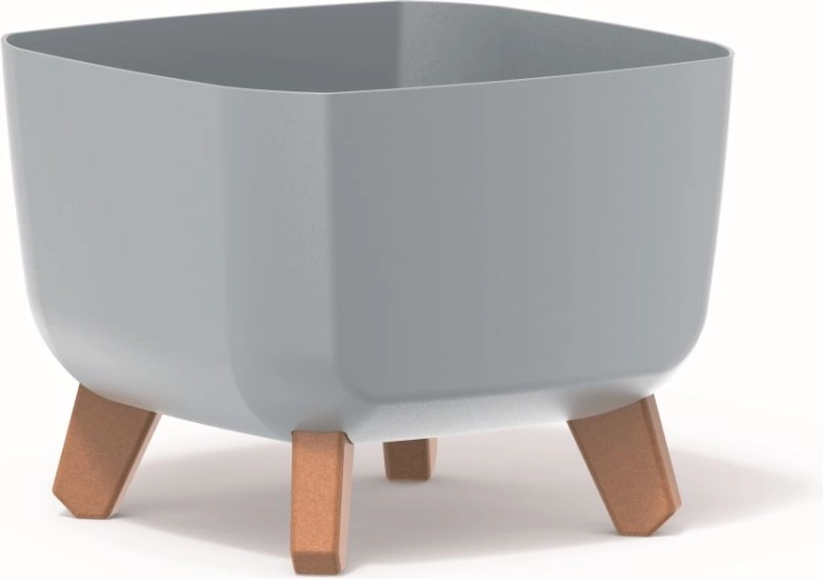 Gracia Square Planter on Legs, Light Grey, 24 × 24 × 18.7 cm