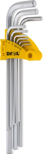 Set of Hex Keys 1.5–10 mm, 9 pieces, long DREL