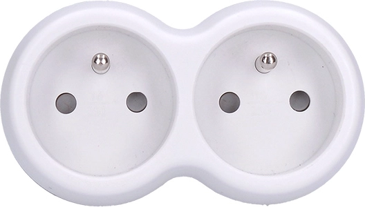 Solight designer splitter with 2 sockets white/grey