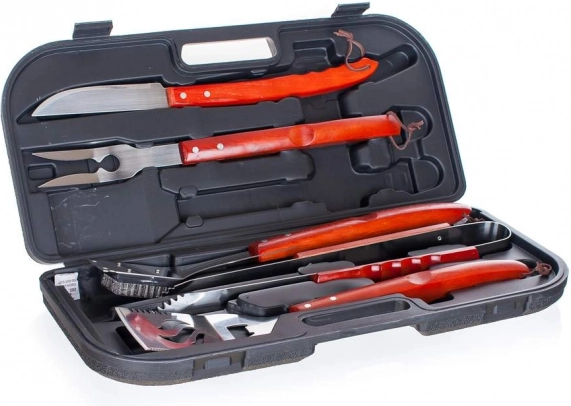 Grilio įrankių rinkinys lagamine (5 vnt.) HAPPY GREEN