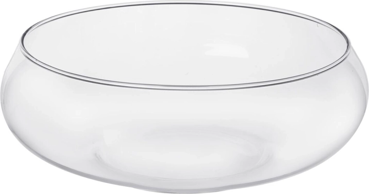 Skaidri stiklinė vaza žema plati 25 cm
