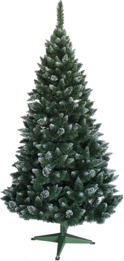 Apsnigta pušis su kankorėžiais ir blizgučiais 120 cm