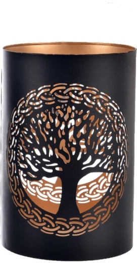 Metalinis žvakidė TREE juodai auksinė 18 cm