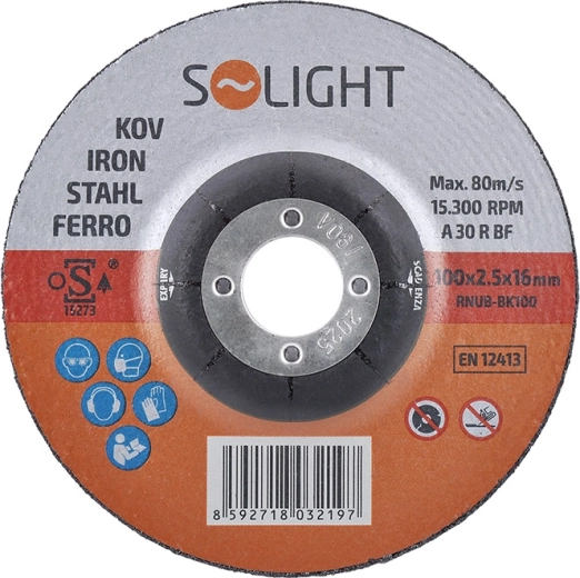 Solight grinding disc for steel 100 × 2.5 × 16 mm