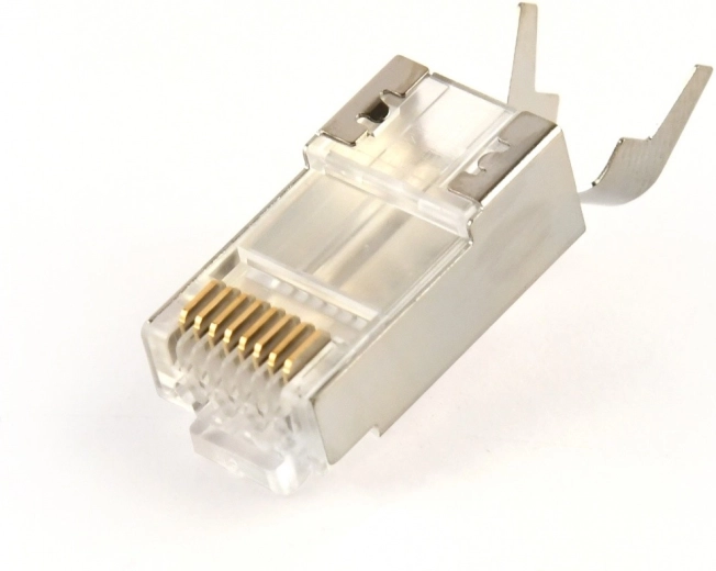 Shielded pass-through RJ45 connectors CAT7, gold-plated 15 µm, pack of 50 pcs