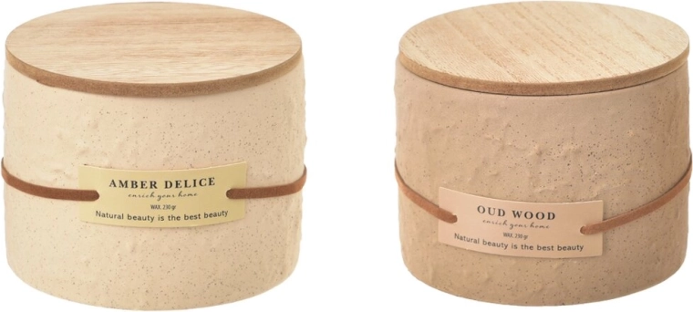 Scented candle in a ceramic jar with a wooden lid, 230 g