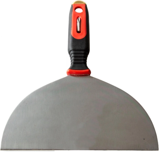 Stainless steel drywall spatula 200 mm with bit and rubber handle