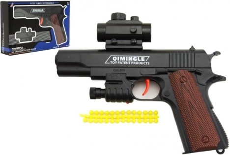 Plastikinis pistoletas minkštiems kamuoliukams, 20 cm, dėžutėje