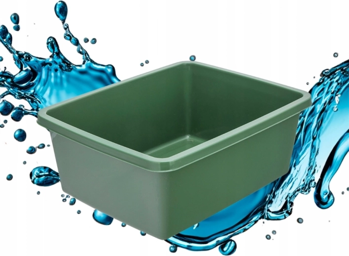 Rectangular plastic basin 11 L, sage green