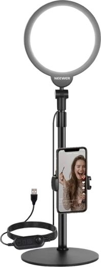 Neewer R06 asmenukių rinkinys su 18 cm žiedine LED šviesa ir telefono laikikliu