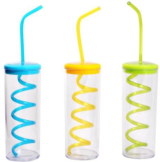 Plastikinis puodelis su šiaudeliu TORO 300 ml