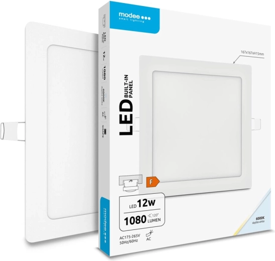 Modee Lighting LED įleidžiamas kvadratinis panelis 12 W šaltai balta 1080 lm