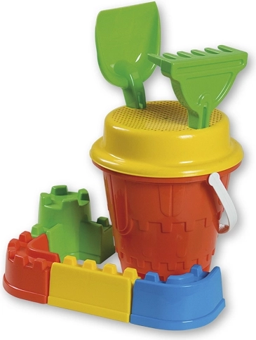 Androni smėlio rinkinys pilis su gynybinėmis sienomis, vidutinis – Raudonas