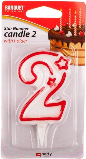 Gimtadienio žvakutė skaičius 2 MY PARTY 7 × 4,5 cm