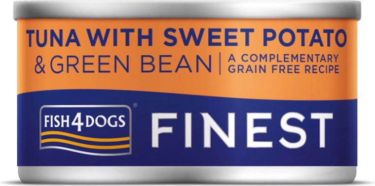 Konservai šunims su tunu, batatais ir žaliosiomis pupelėmis 85 g FISH4DOGS Finest