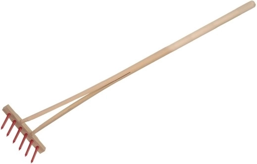 Teddies vaikiškos grėblio dalys su mediniu kotu, 90 cm – Raudona