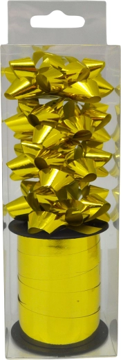 Metalinių auksinių dovanų kaspinų rinkinys, 2 vnt. (plotis 6 mm)
