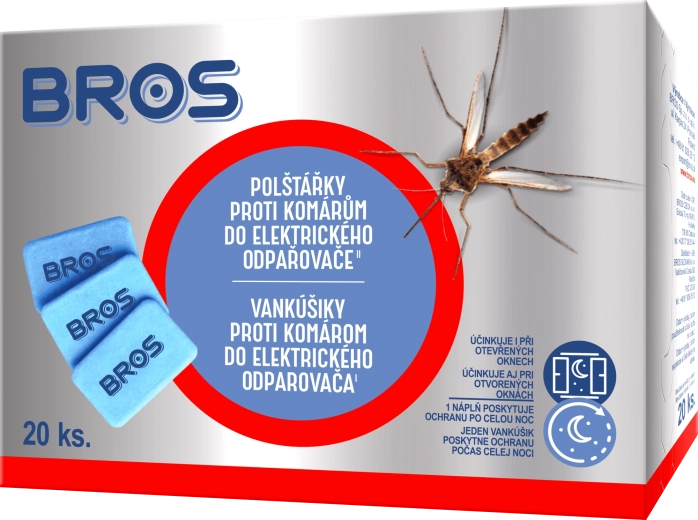 Bros papildomos plokštelės elektriniam garintuvui nuo uodų, musių ir vabzdžių, 20 vnt.