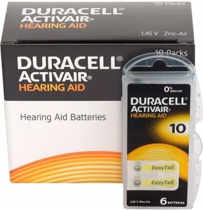 DURACELL Activair 10 baterijos klausos aparatams, 6 vnt.