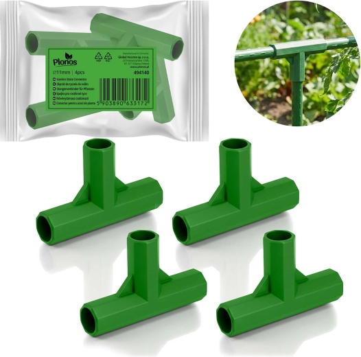 Žalios T formos jungtys 11 mm kuoliukams PLONOS, 4 vnt. rinkinys