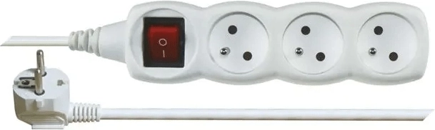 Emos extension lead with switch, 3 sockets, 2 m, white