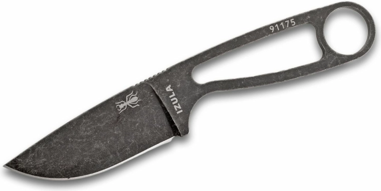 Kaklo peilis ESEE IZULA Black, 1095 anglinis plienas, Stonewash, juodas dėklas