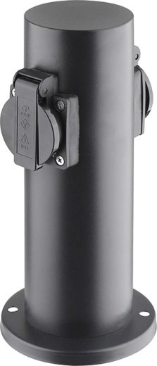 Solight outdoor electrical post IP44 with 2 sockets, stainless steel, black - 1 piece