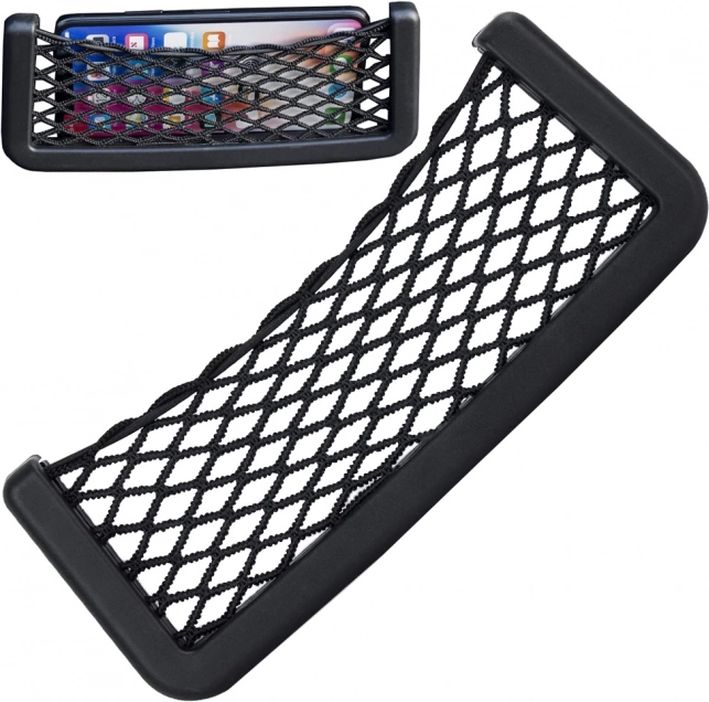 Automobilio organizatorius su tinkliniu telefono kišeniu