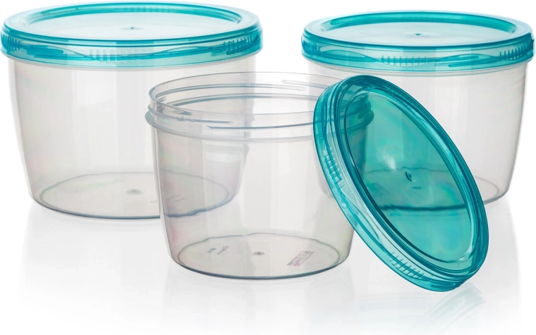 Set of 3 Round Plastic Food Containers ACASSA (600, 880 and 1180 ml)