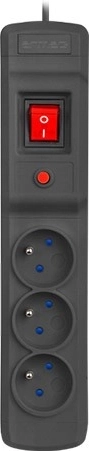Surge-protected extension strip ARMAC Multi M3, 3 sockets, 3 m, black