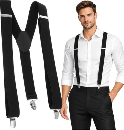Men’s wide suspenders Ruhhy Y, elastic and adjustable (3.5 cm) - 1 piece