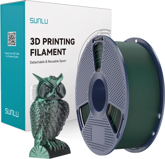 Sunlu PLA+ Silk dviejų spalvų filamento gija juoda/žalia