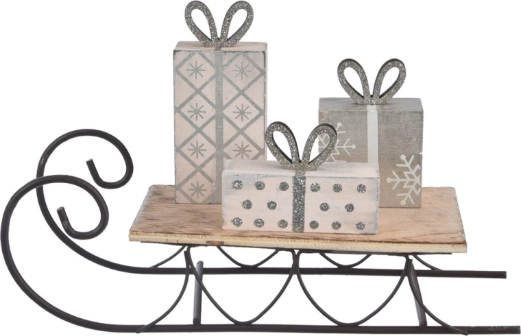 Dekoratyvinės rogutės mediena/metalas smėlinės 23 × 14 × 7 cm
