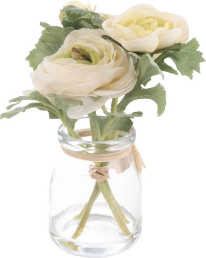 Květina Vase made of plastic and glass, white, 15 cm