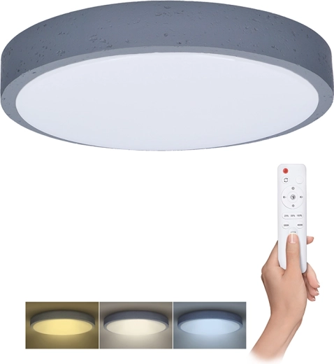 Solight LED lubų ir sieninis šviestuvas Grey su nuotolinio valdymo pulteliu, reguliuojamo ryškumo, 49 cm