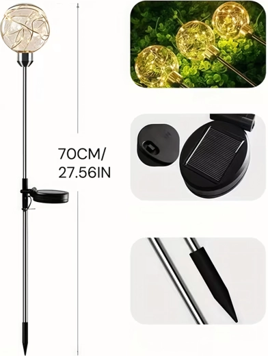 Solar Garden Ground Lights – Waterproof LED Spheres, Set of 4