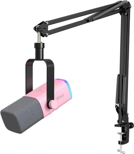 Fifine AmpliGame AM8T Pink gaming microphone