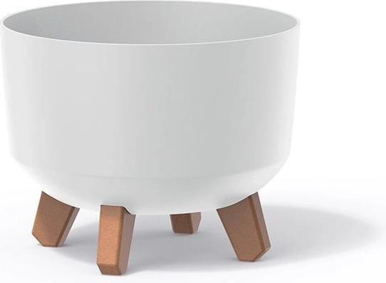 Gėlių vazonas ant kojelių Gracia Standard 20 cm – baltas plastikinis vazonas augalams
