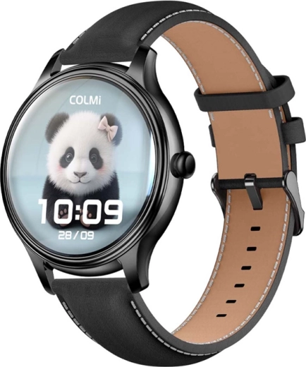COLMI L28 Smartwatch – Black with Leather and Silicone Straps