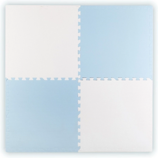 Didelis putų kilimėlis dėlionė RICOKIDS 60 × 60 cm, 4 dalys, mėlyna–balta