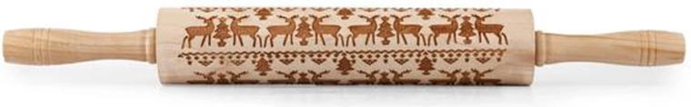 Wooden Embossed Rolling Pin TORO with Reindeer Pattern 19 cm