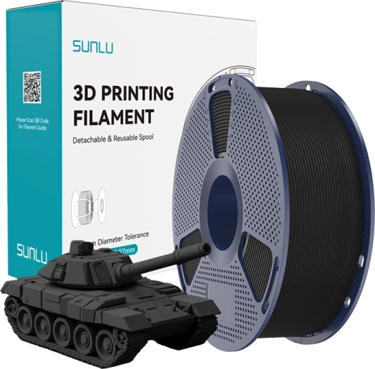 Sunlu PLA+ high-speed juodas filamento siūlas 3D spausdinimui 1,75 mm