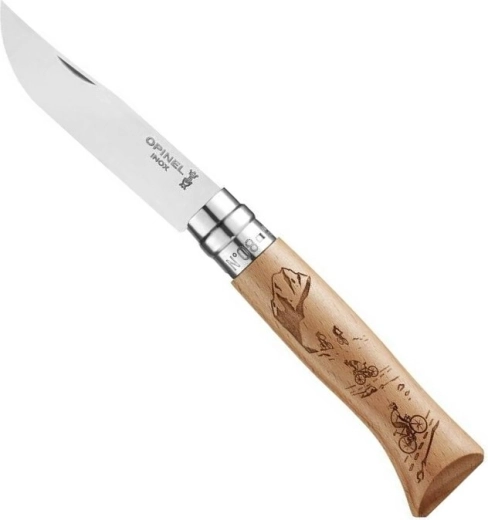 Kišeninis peilis OPINEL N°8 Gravure Sport Velo, buko mediena, 8,5 cm